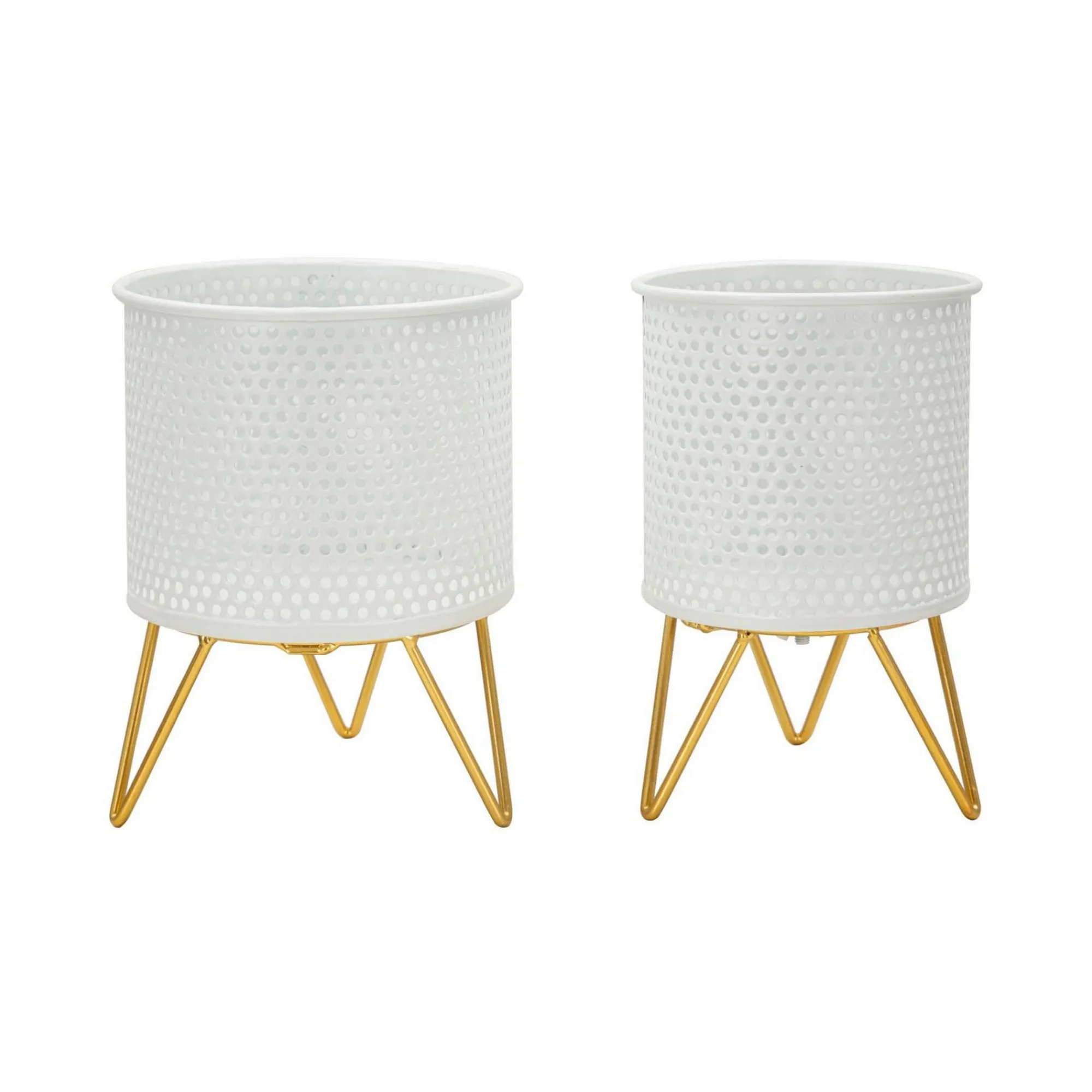 Set di 2 vasi Vif, 16x16 h20 cm, Bianco e Oro<Dmora Sale
