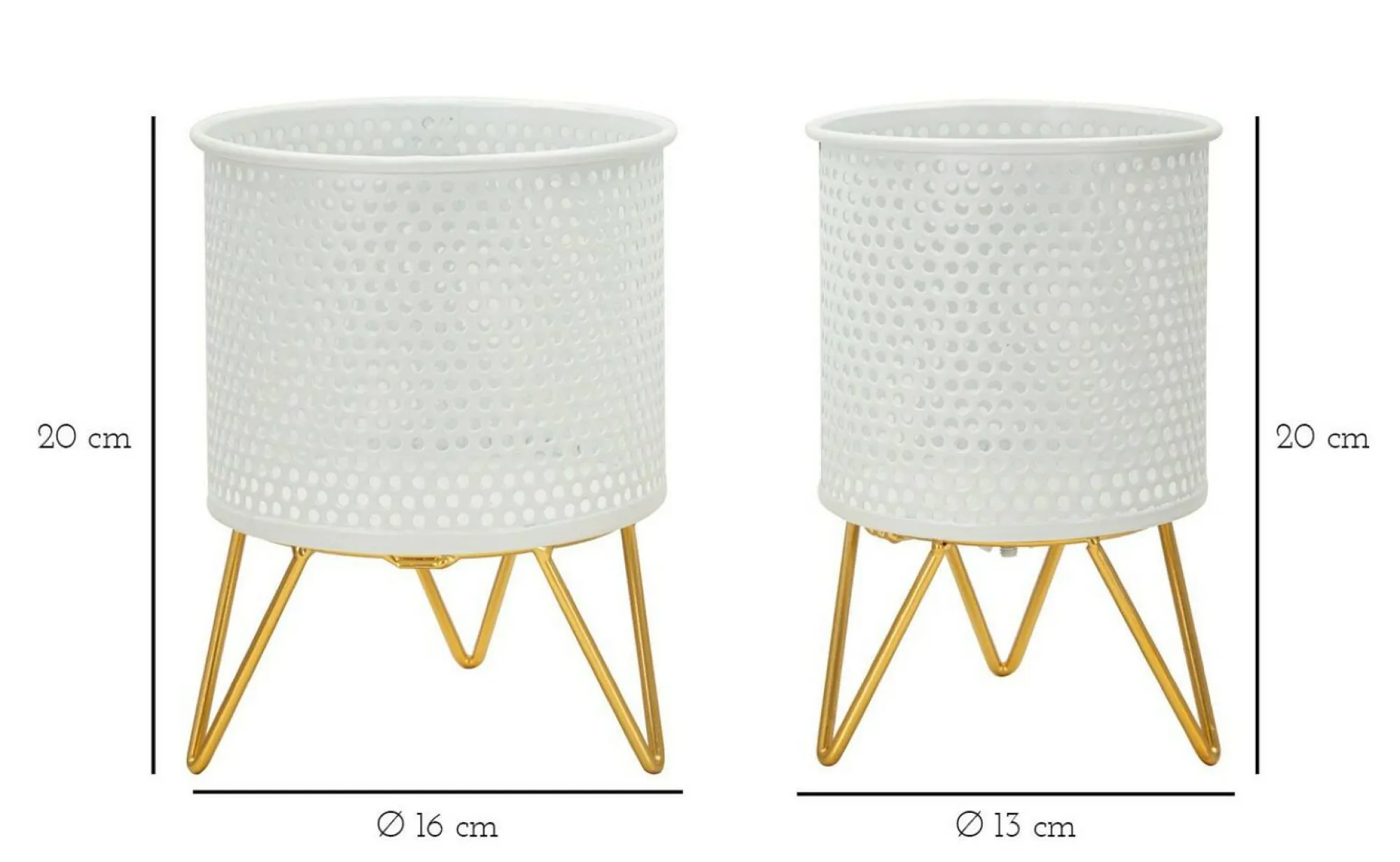 Set di 2 vasi Vif, 16x16 h20 cm, Bianco e Oro<Dmora Sale