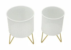 Set di 2 vasi Vif, 16x16 h20 cm, Bianco e Oro<Dmora Sale