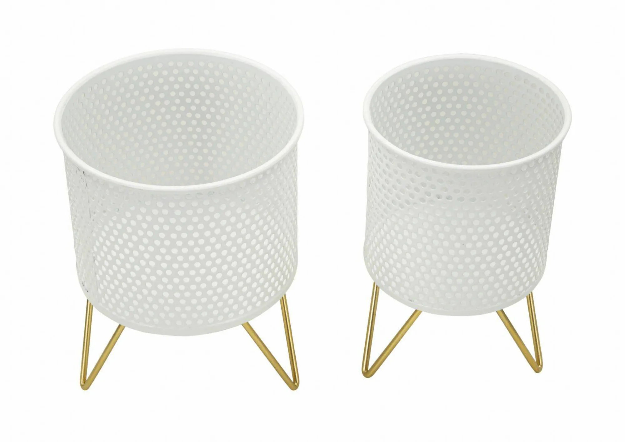 Set di 2 vasi Vif, 16x16 h20 cm, Bianco e Oro<Dmora Sale