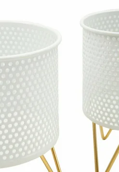 Set di 2 vasi Vif, 16x16 h20 cm, Bianco e Oro<Dmora Sale