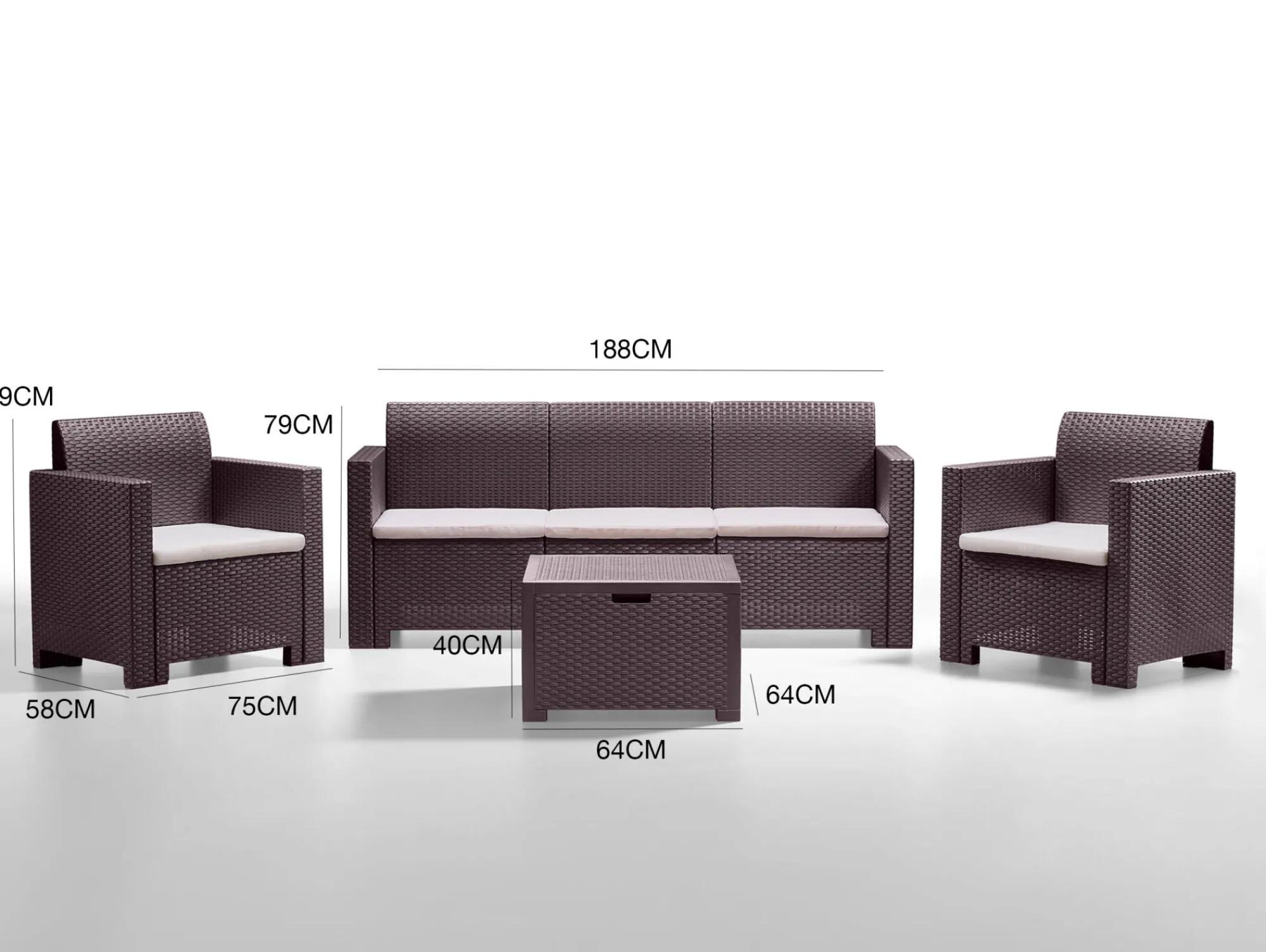 Set salotto da esterno Admiral, 100% Made in Italy,<Dmora Hot