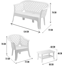 Set salotto da esterno Adone, 100% Made in Italy,<Dmora Cheap