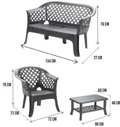 Set salotto da esterno Adone, 100% Made in Italy,<Dmora Hot