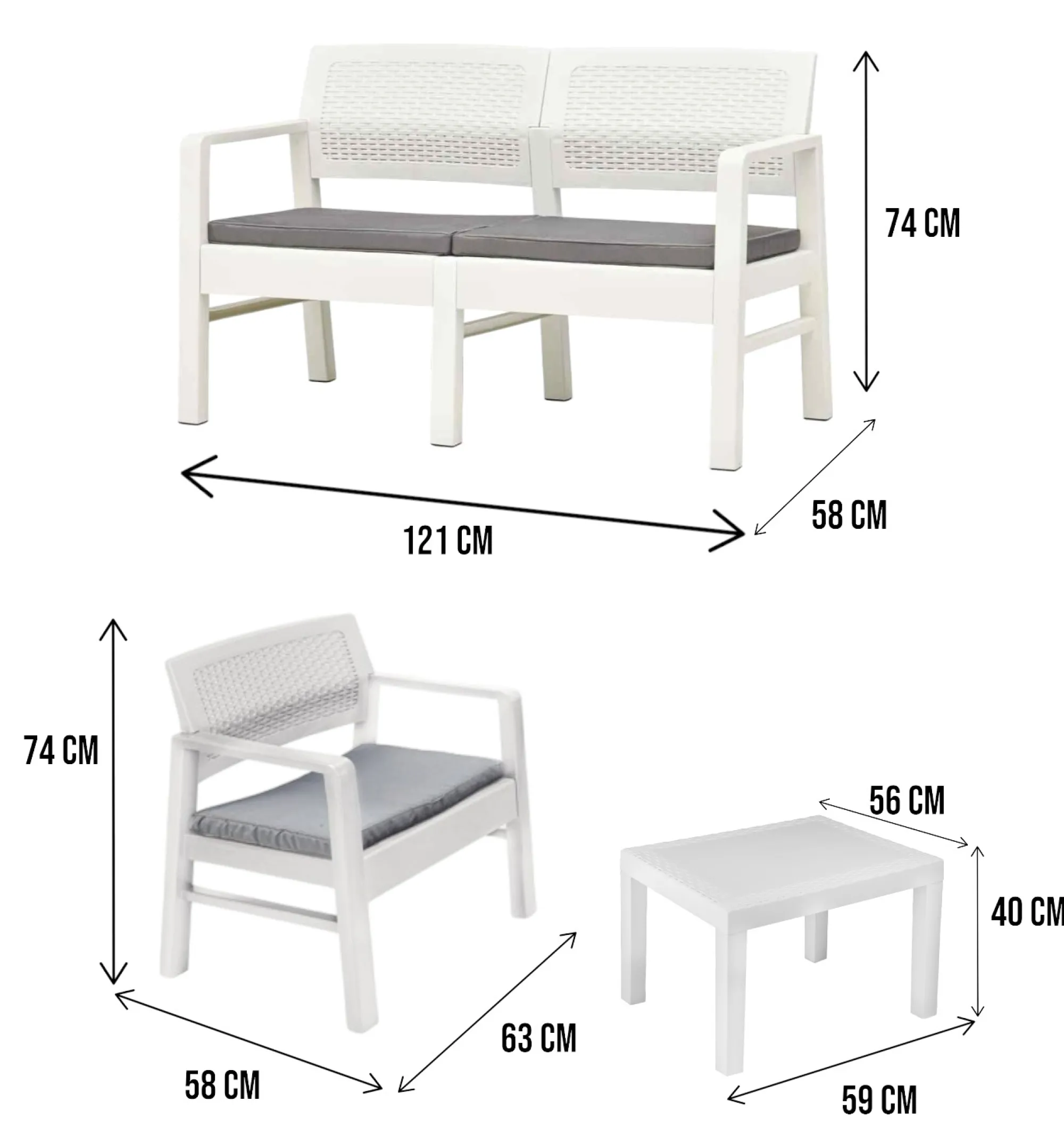 Set salotto da esterno Agnelo, 100% Made in Italy,<Dmora Cheap