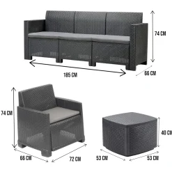Set salotto da esterno Akay, 100% Made in Italy,<Dmora New