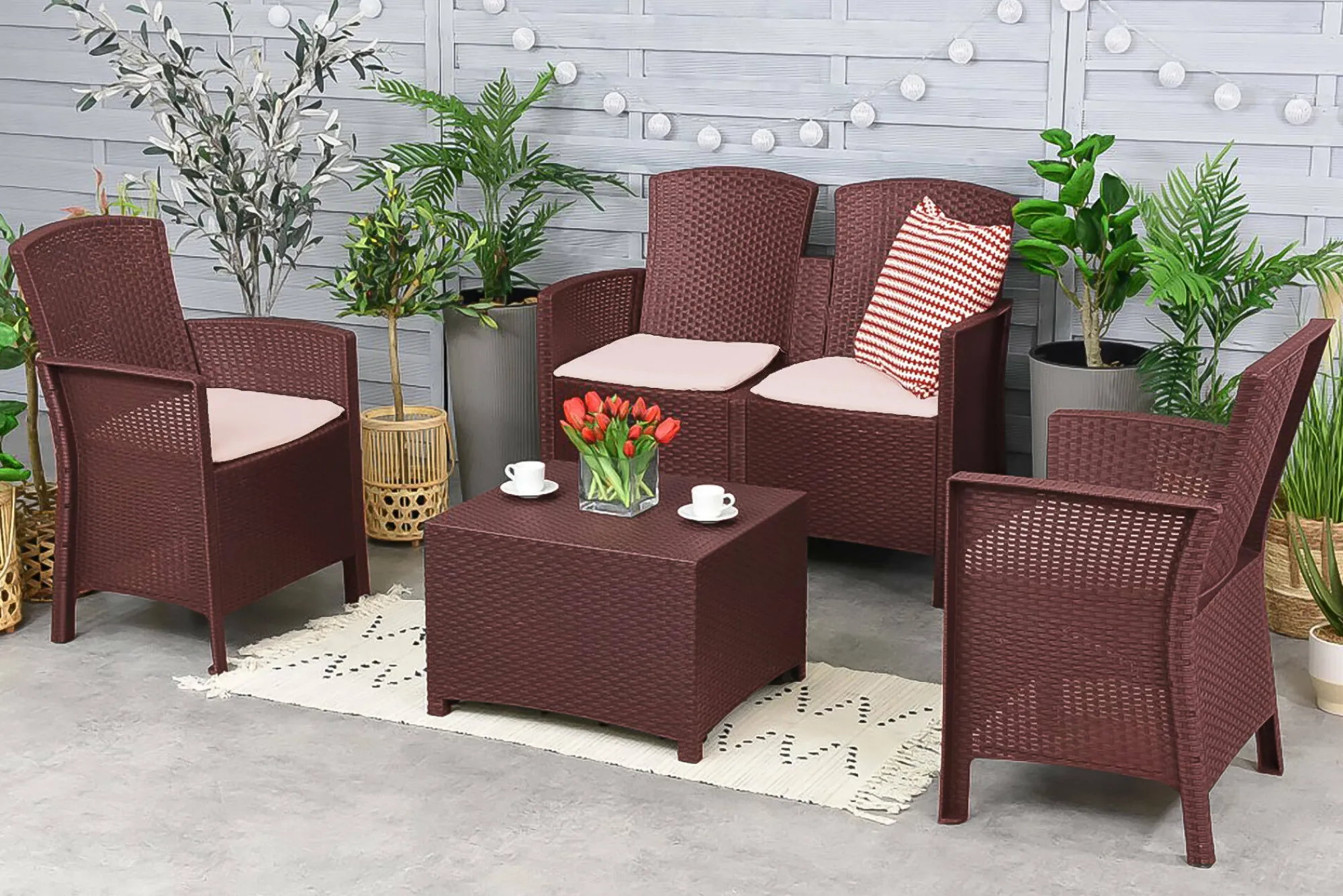 Set salotto da esterno Asiak, 100% Made in Italy,<Dmora Cheap
