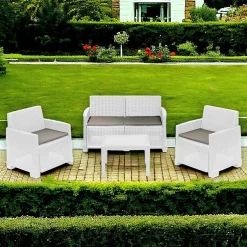 Set salotto da esterno Atrito, 100% Made in Italy,<Dmora Discount