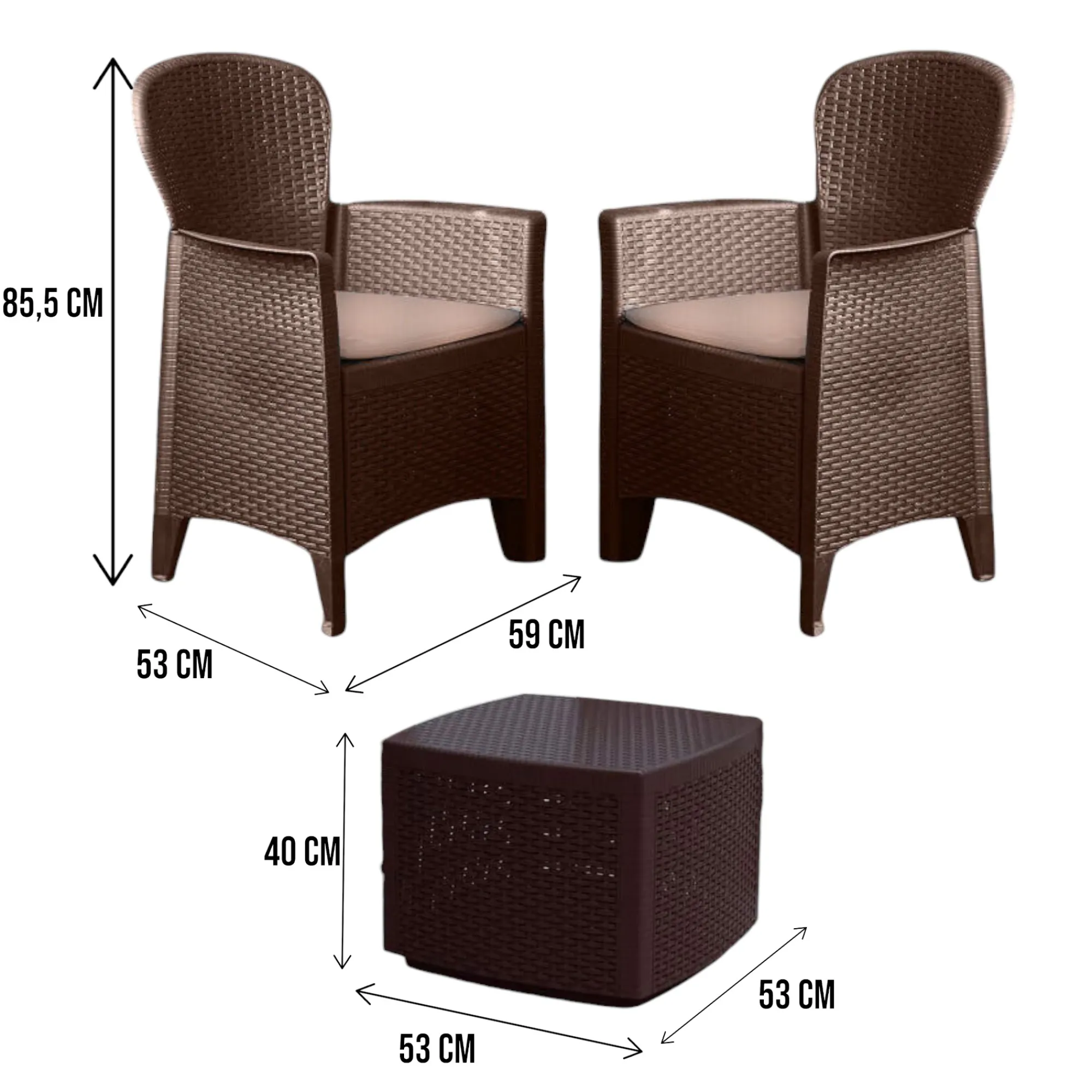 Set salotto da esterno Dakain, 100% Made in Italy,<Dmora Discount