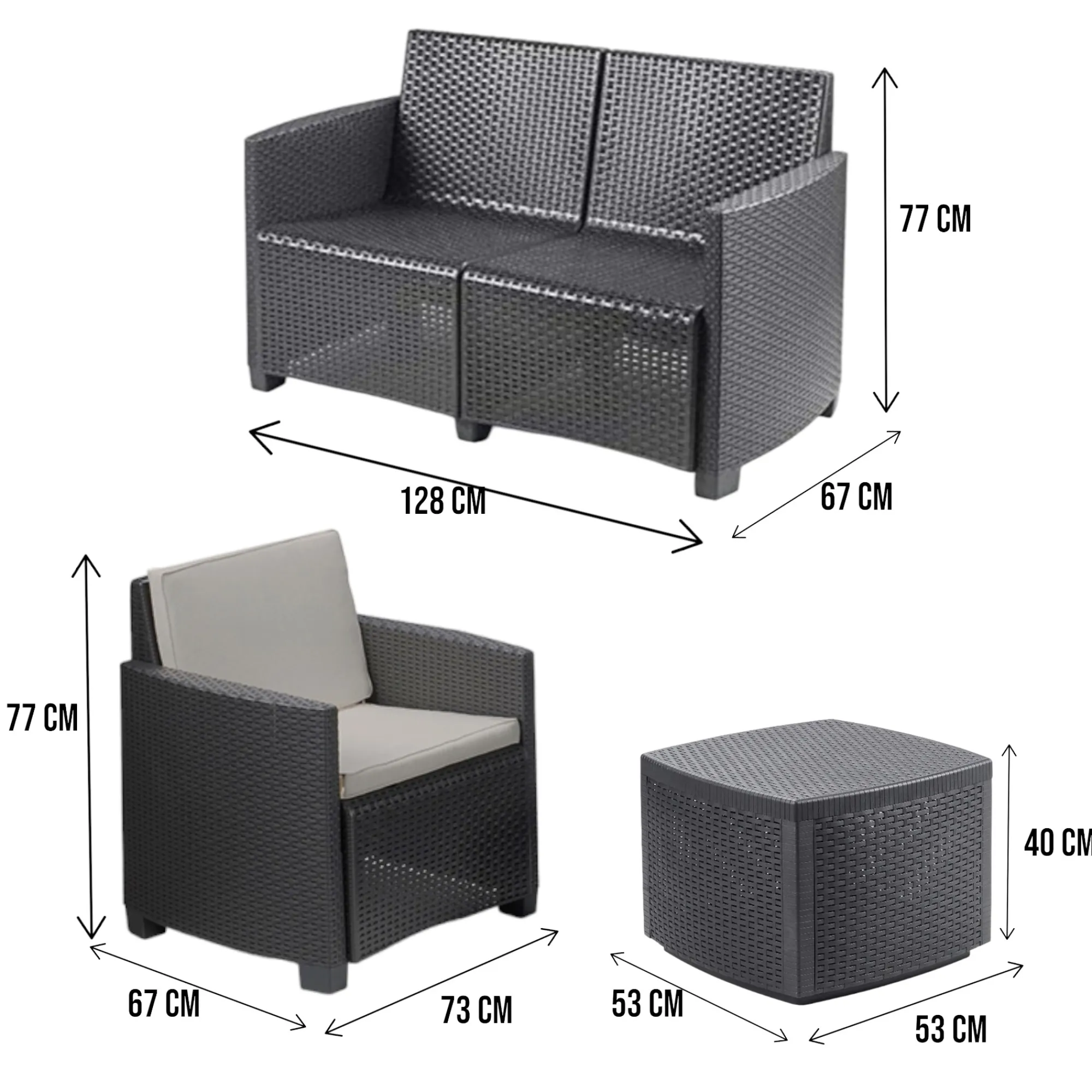Set salotto da esterno Dbacc, 100% Made in Italy,<Dmora Best