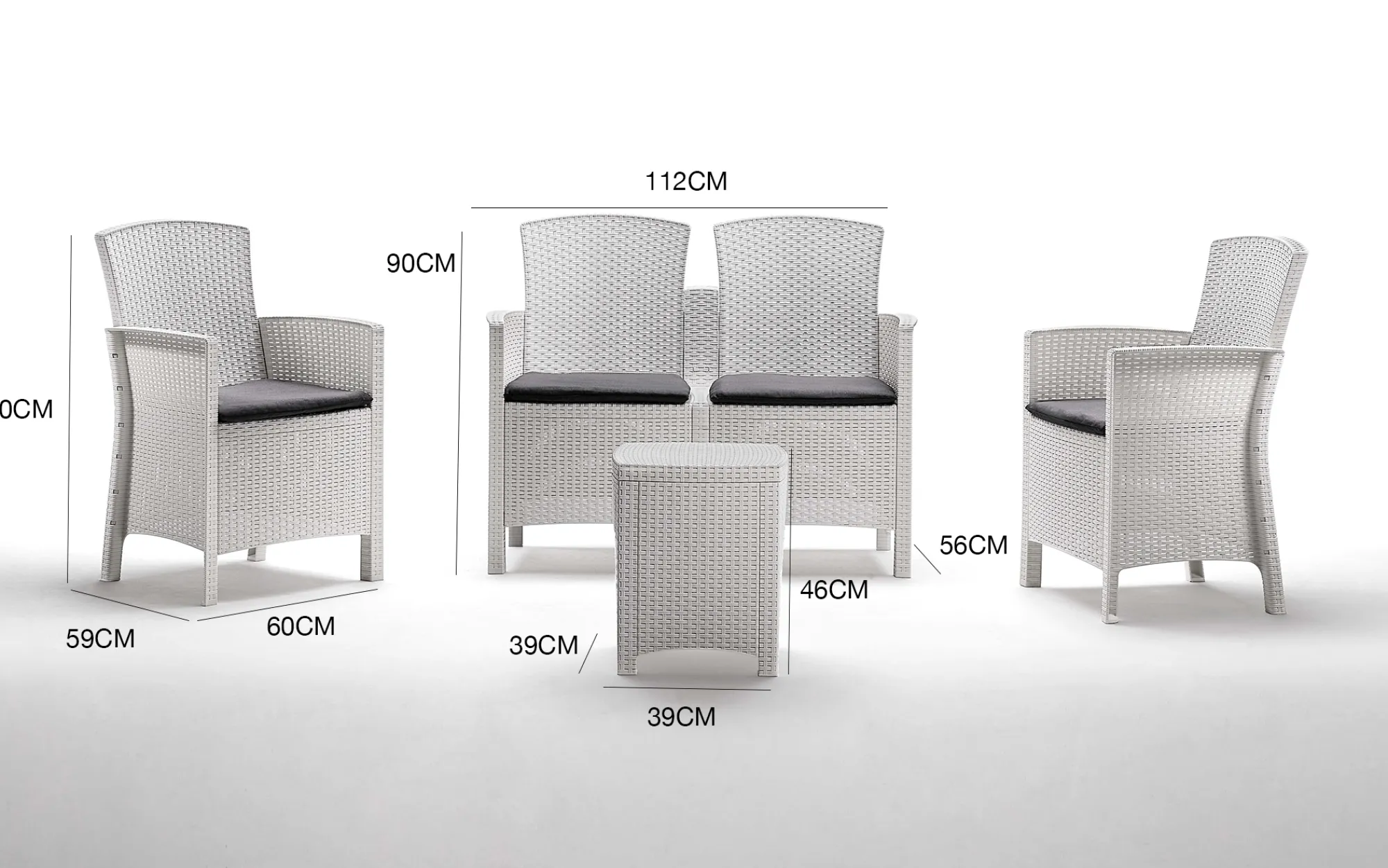 Set salotto da esterno Eustachia, 100% Made in Italy,<Dmora Online