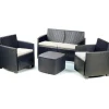 Set salotto da esterno Lecce, Set da giardino con cuscini composto da 2 poltrone, 1 divano e 1 tavolino, Salottino indoor, 100% Made in Italy,<Dmora Fashion