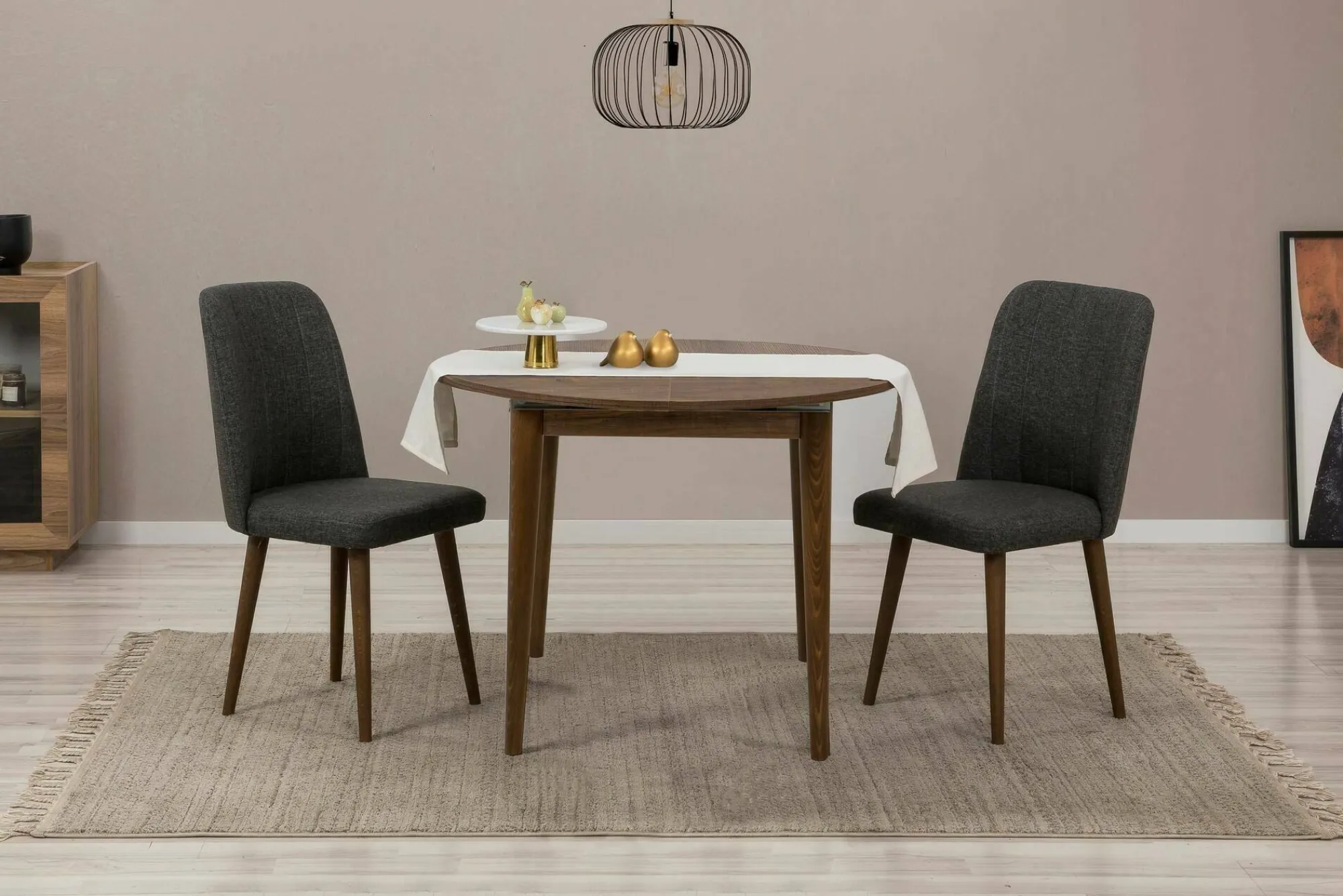 Set tavolo e sedie Bee, 100x100h75 cm, Noce e Antracite<Dmora Cheap