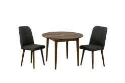 Set tavolo e sedie Bee, 100x100h75 cm, Noce e Antracite<Dmora Cheap