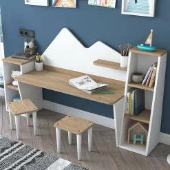 Set tavolo e sedie Dionisia, 180x45h94 cm, Bianco e Noce<Dmora Fashion