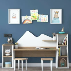 Set tavolo e sedie Dionisia, 180x45h94 cm, Bianco e Noce<Dmora Fashion