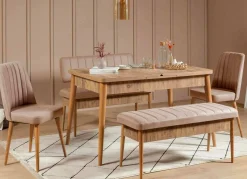 Set tavolo e sedie Dquagliat, Quercia e Cemento<Dmora Sale