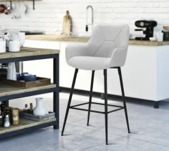 Sgabello Moore, 55x55 h109 cm, Nero e Grigio<Dmora Store