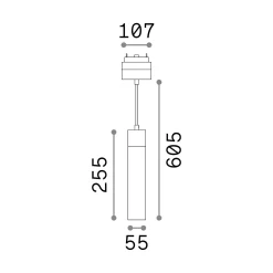 Sistema luce binario ARCA PENDANT 15W 4000K BK, 11 x 6 x h61 cm,<Dmora Cheap