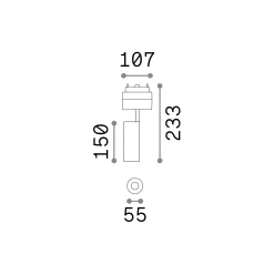 Sistema luce binario ARCA TRACK 14W 3000K BK, 11 x 6 x h23 cm,<Dmora Fashion