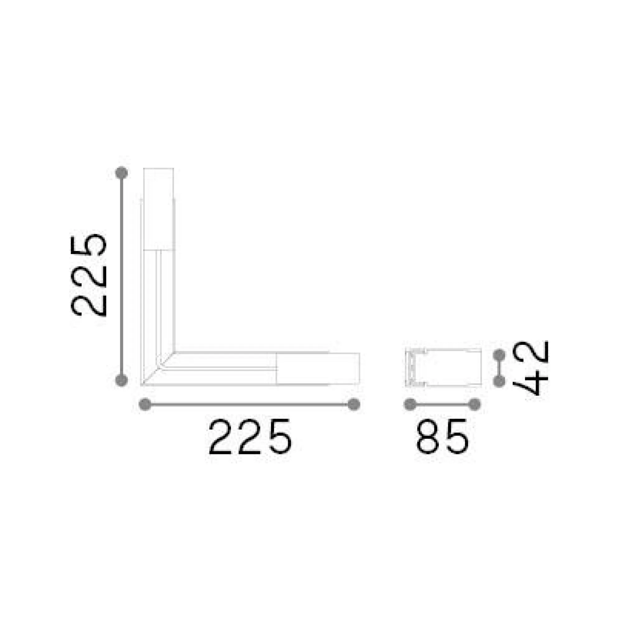 Sistema luce binario ARCA CORNER SURFACE RIGHT LEFT+CONNECTOR BK, 23 x 23 x h4 cm,<Dmora Flash Sale