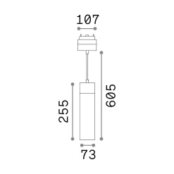 Sistema luce binario ARCA PENDANT 21W 4000K BK, 11 x 7 x h61 cm,<Dmora Flash Sale