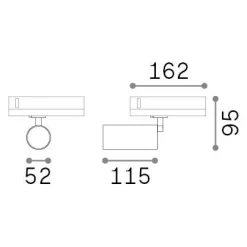 Sistema luce binario BYTE LED 21W BK, 16 x 5 x h19 cm,<Dmora Store