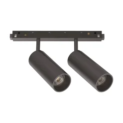 Sistema luce binario EGO TRACK DOUBLE 24W 3000K ON-OFF BK, 19 x 4 x h16 cm,<Dmora Cheap