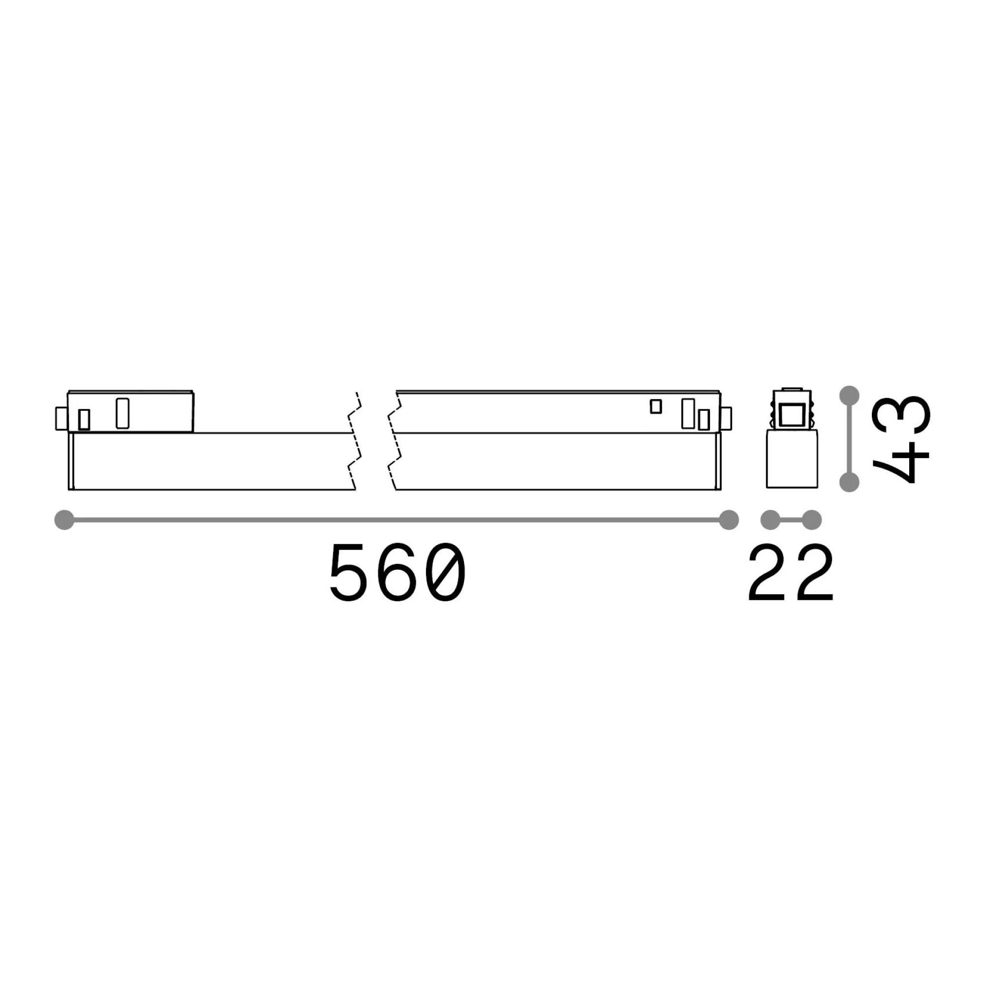 Sistema luce binario EGO WIDE 13W 3000K ON-OFF BK, 56 x 2 x h4 cm,<Dmora Hot