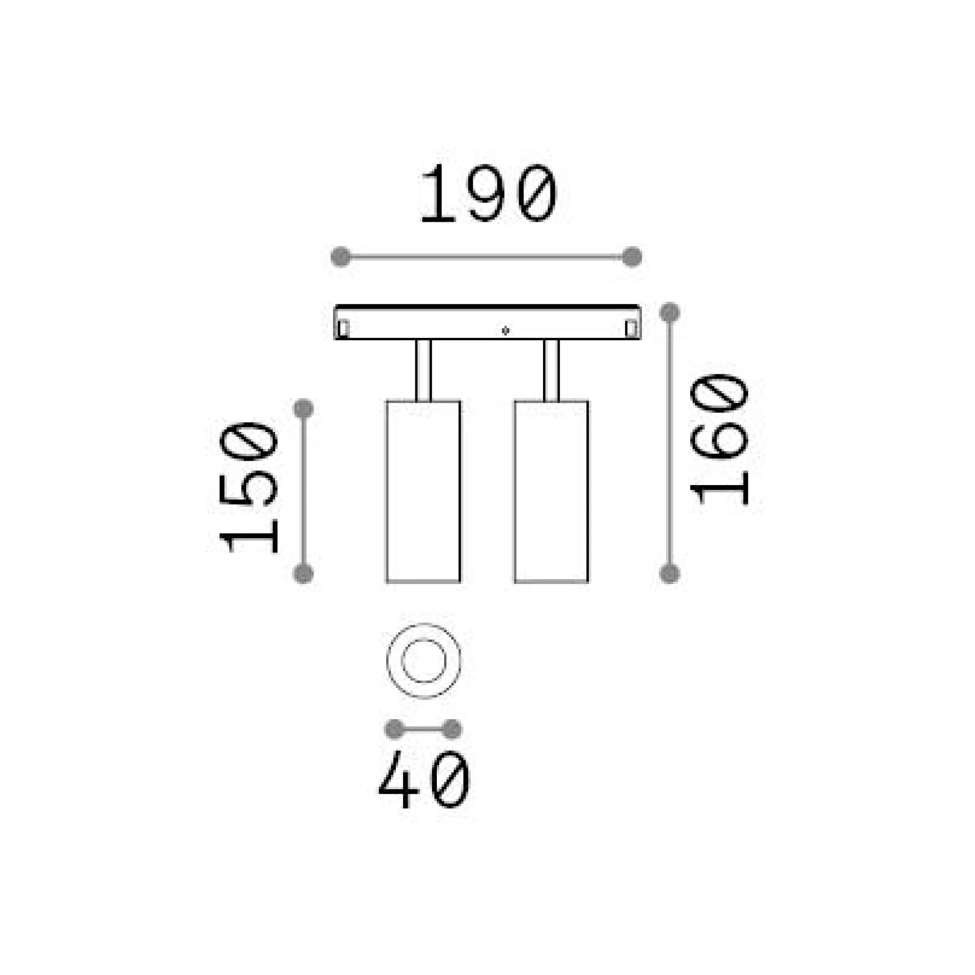 Sistema luce binario EGO TRACK DOUBLE 24W 3000K 1-10V BK, 19 x 4 x h16 cm,<Dmora Clearance