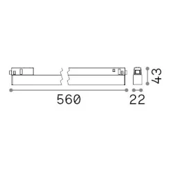 Sistema luce binario EGO WIDE 13W 3000K 1-10V BK, 56 x 2 x h4 cm,<Dmora Online