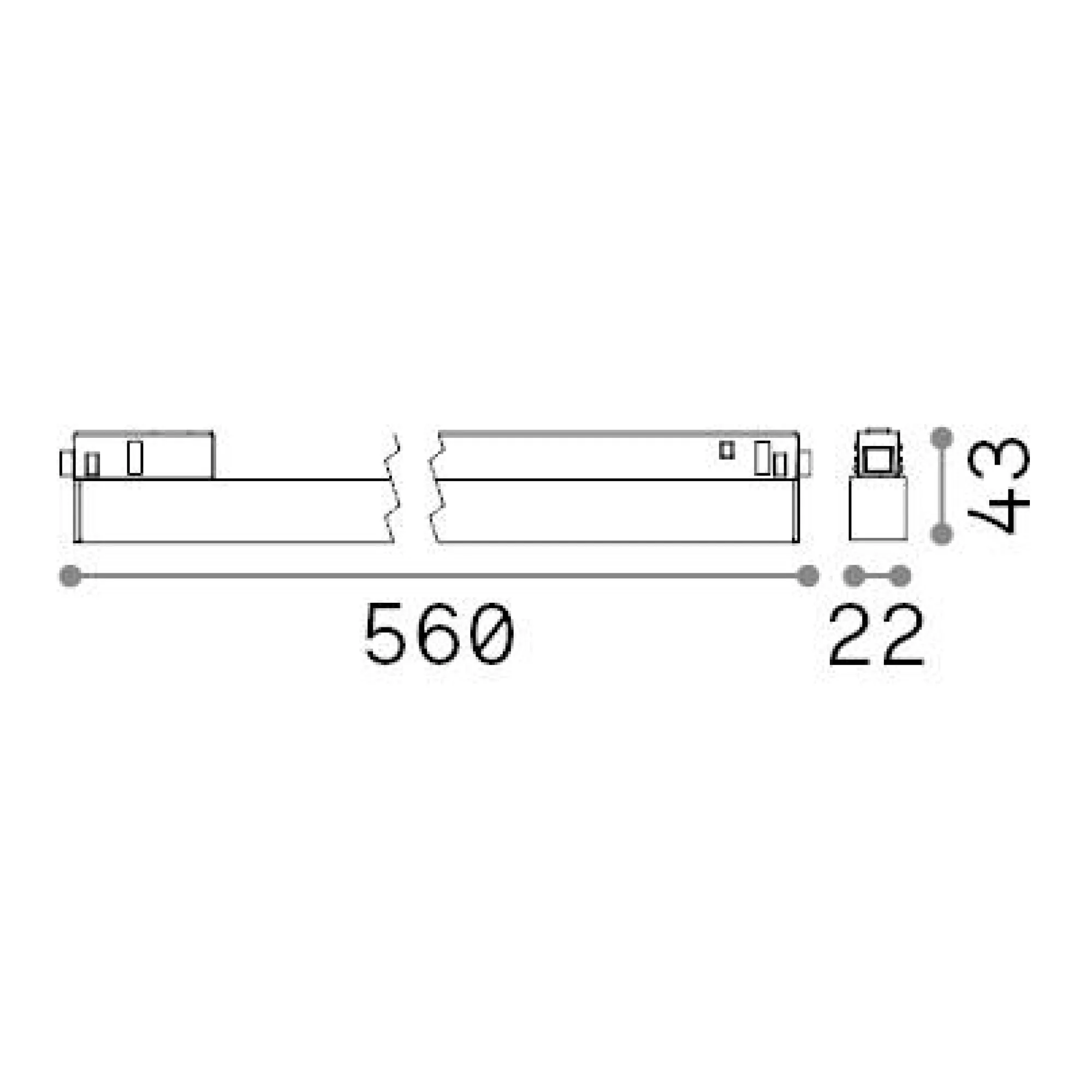Sistema luce binario EGO WIDE 13W 3000K 1-10V BK, 56 x 2 x h4 cm,<Dmora Online