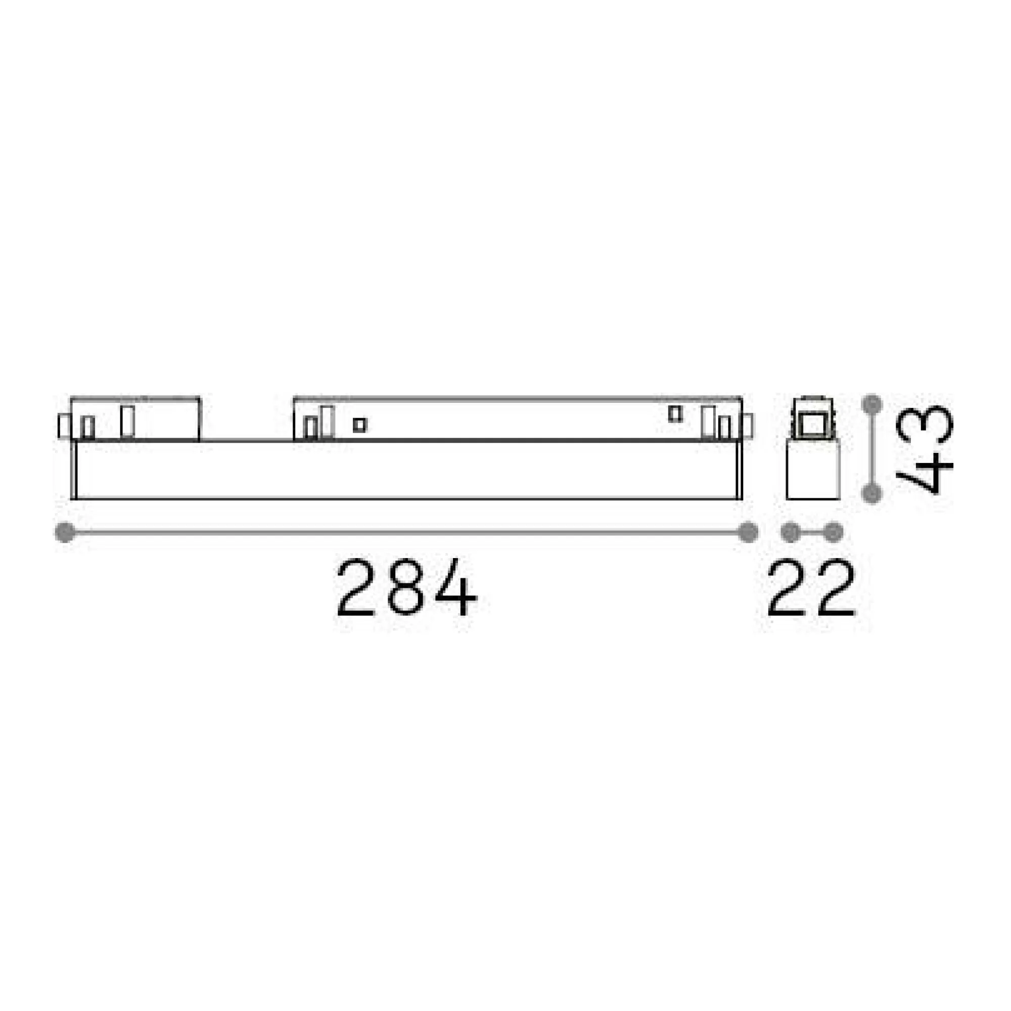 Sistema luce binario EGO WIDE 07W 3000K DALI BK, 28 x 2 x h4 cm,<Dmora Fashion
