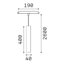 Sistema luce binario EGO PENDANT TUBE 12W 3000K DALI GD, 23 x 4 x h55 cm,<Dmora Discount