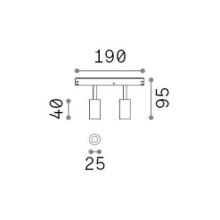 Sistema luce binario EGO TRACK DOUBLE 05W 3000K ON-OFF GD, 19 x 3 x h10 cm,<Dmora Sale