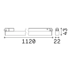 Sistema luce binario EGO WIDE 26W 3000K ON-OFF BK, 112 x 2 x h4 cm,<Dmora Online