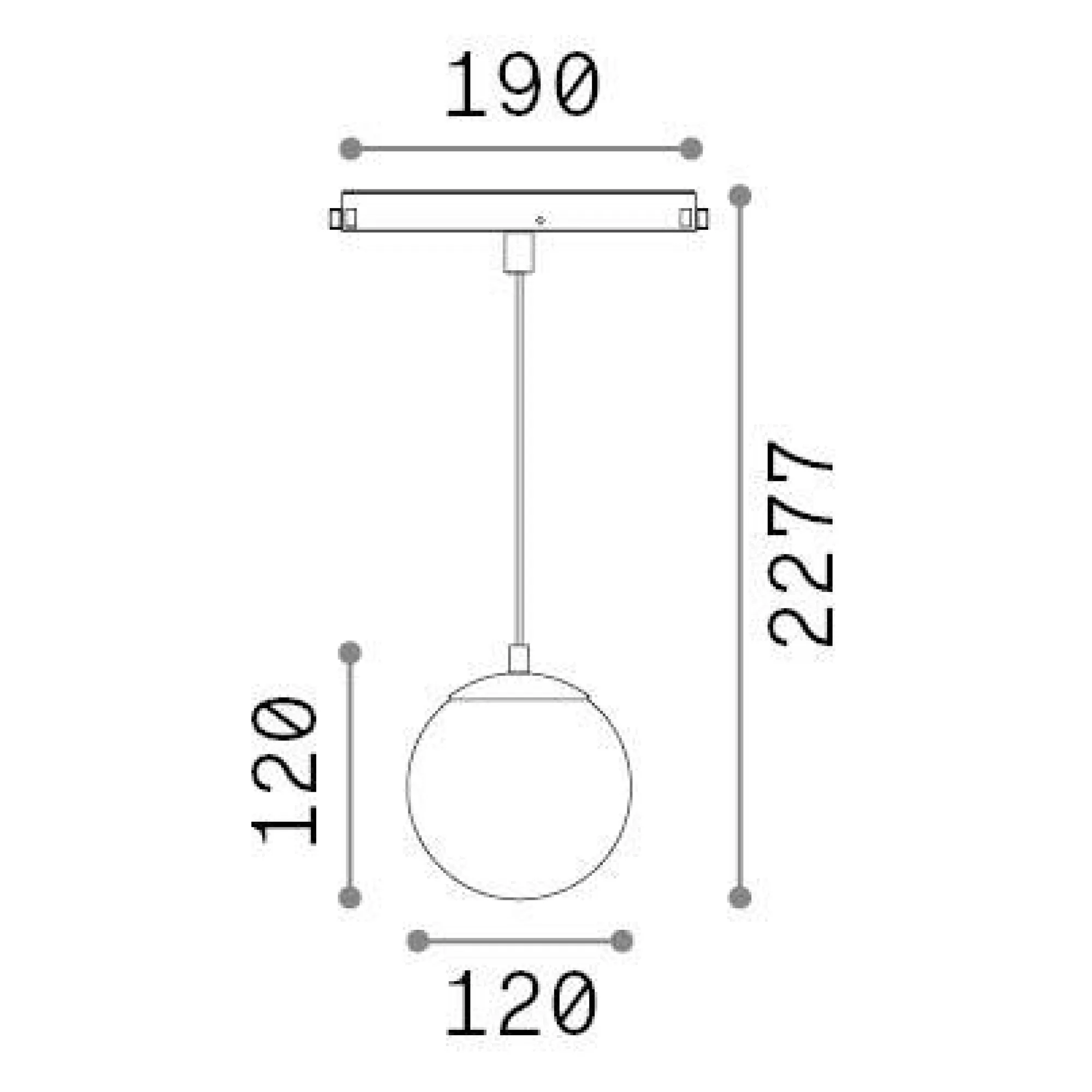 Sistema luce binario EGO PENDANT BALL 10W 3000K ON-OFF BK, 19 x 12 x h50 cm,<Dmora Clearance