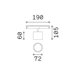 Sistema luce binario EGO TRACK SINGLE BIG 10W 3000K ON-OFF BK, 19 x 7 x h11 cm,<Dmora Cheap