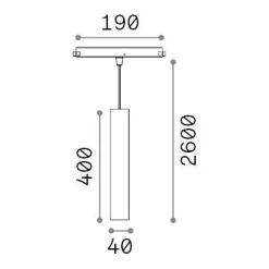 Sistema luce binario EGO PENDANT TUBE 12W 4000K DALI BK, 19 x 4 x h55 cm,<Dmora Shop