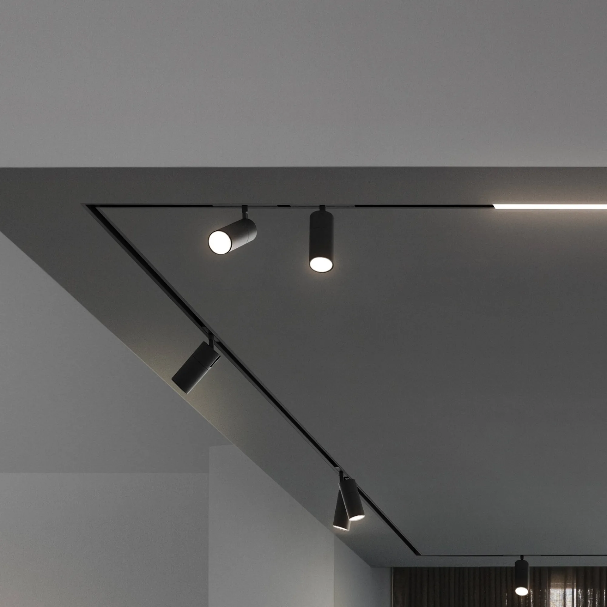 Sistema luce binario EGO TRACK SINGLE 19W 3000K ON-OFF BK, 19 x 7 x h19 cm,<Dmora Discount