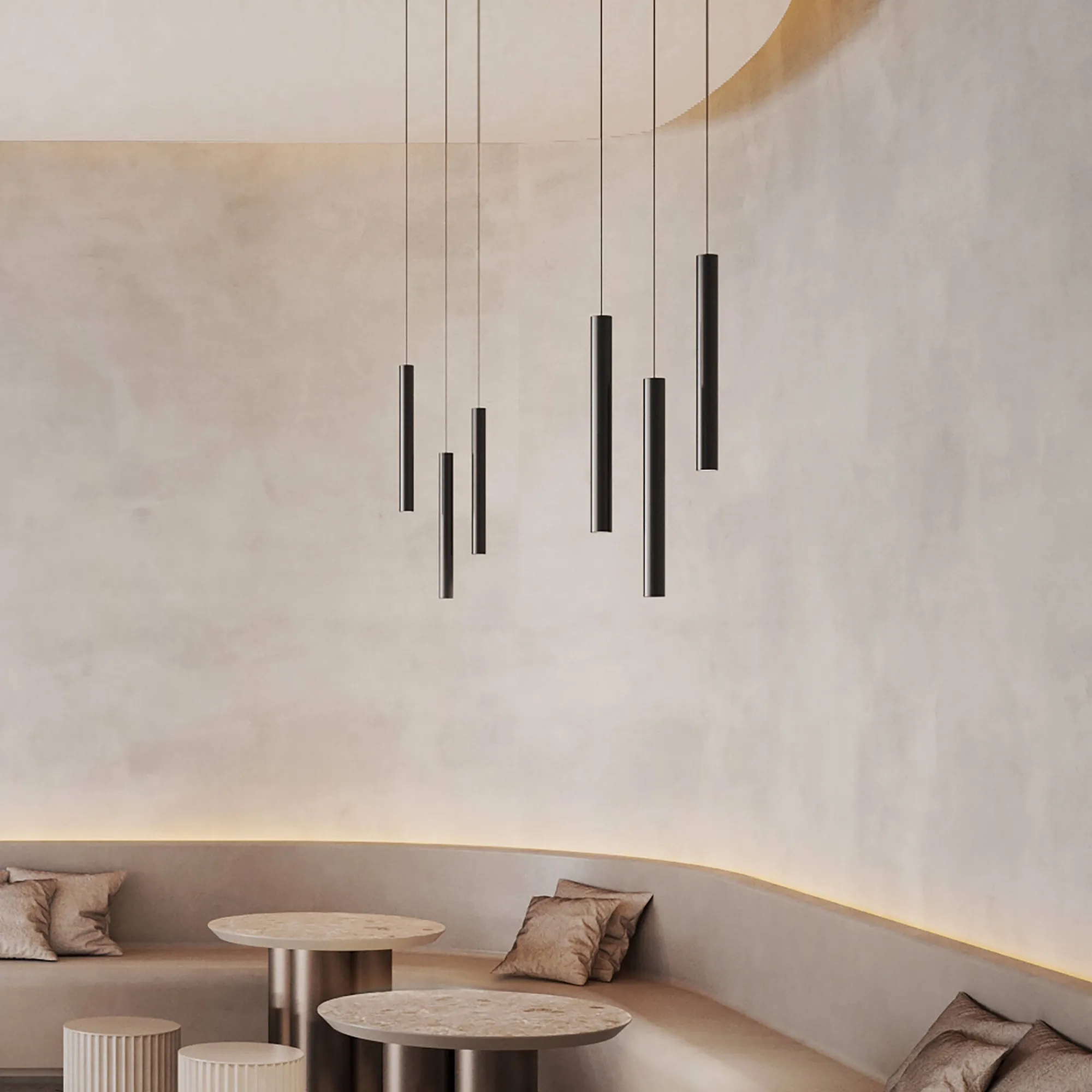 Sistema luce binario EGO PENDANT TUBE 12W 3000K ON-OFF BK, 19 x 4 x h55 cm,<Dmora New