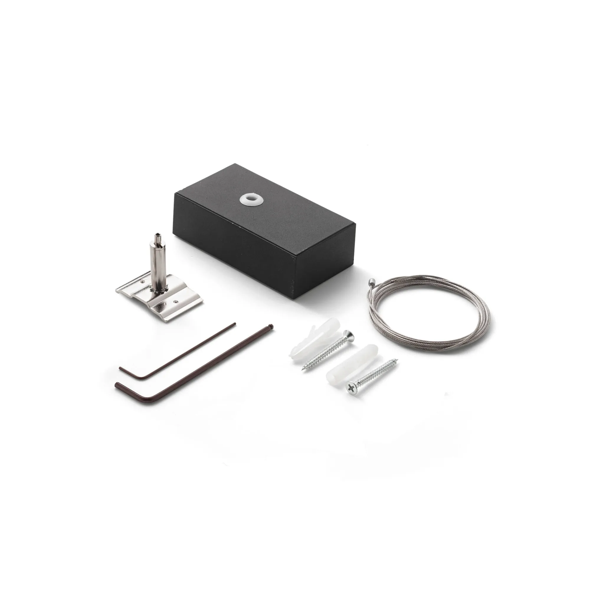 Sistema luce binario FLUO KIT SINGLE STEEL CABLE 5 MT + BK CEILING CUP, 10 x 6 x h3 cm,<Dmora New