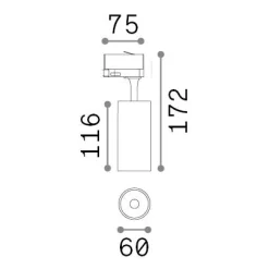 Sistema luce binario FOX 15W CRI80 3000K ON-OFF GD, 8 x 6 x h17 cm,<Dmora Cheap