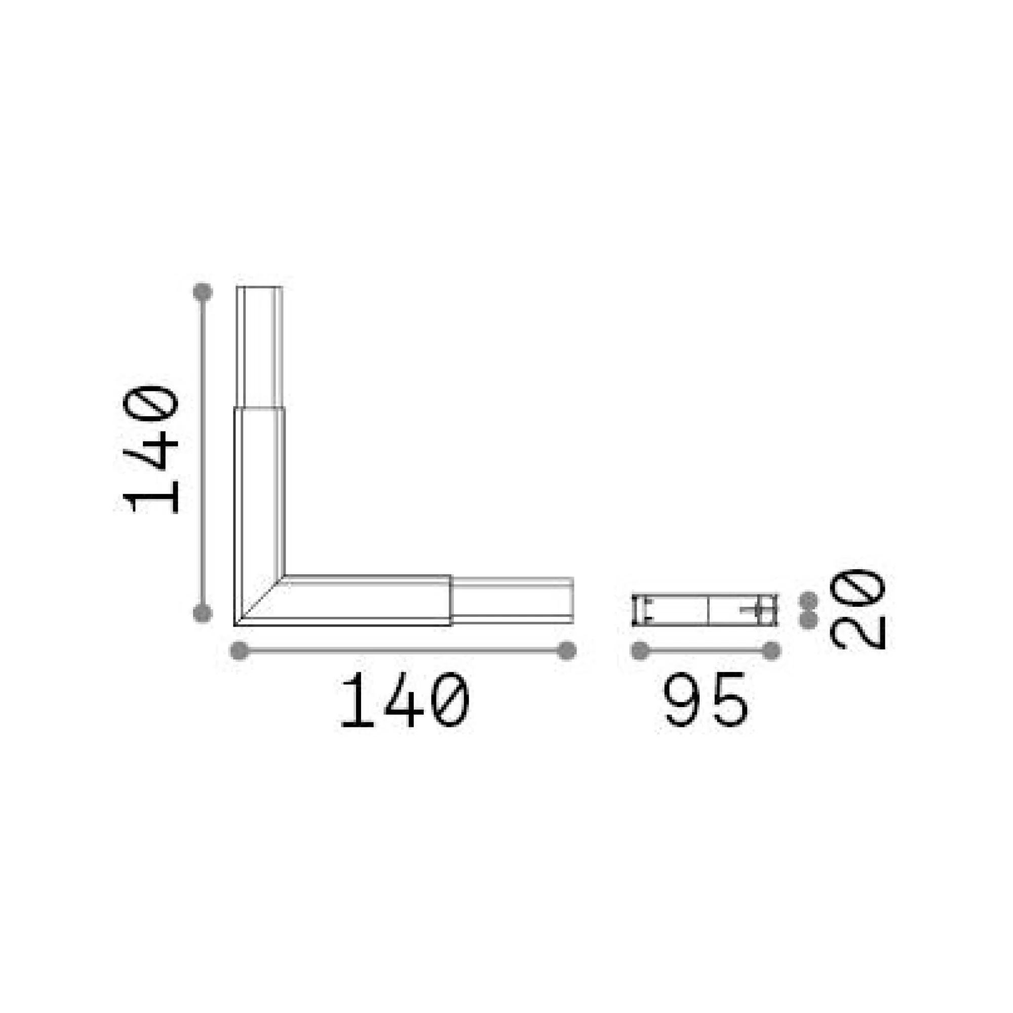 Sistema luce binario LINUS CORNER 4000K BK, 14 x 2 x h10 cm,<Dmora Store