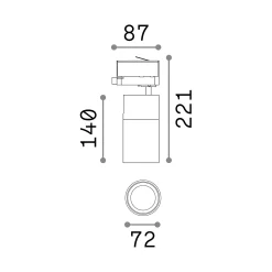 Sistema luce binario QUICK 15W CRI80 3000K ON-OFF BK, 7 x 9 x h22 cm,<Dmora Clearance