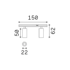 Sistema luce binario STICK TRACK DOUBLE 06W, 15 x 2 x h6 cm,<Dmora Flash Sale