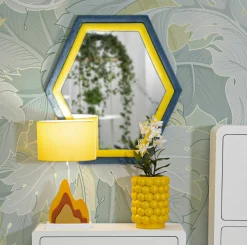 Specchio Balla, 75x4 h80 cm, Blu e Giallo<Dmora Discount