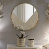 Specchio Bozzole, 80x3 h80 cm, Bianco e Oro<Dmora Fashion