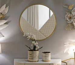 Specchio Bozzole, 80x3 h80 cm, Bianco e Oro<Dmora Fashion