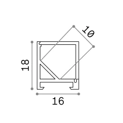 Striscia Led SLOT ANG QUADRO D16xD18 3000 mm WH, 300 x 2 x h2 cm,<Dmora Online